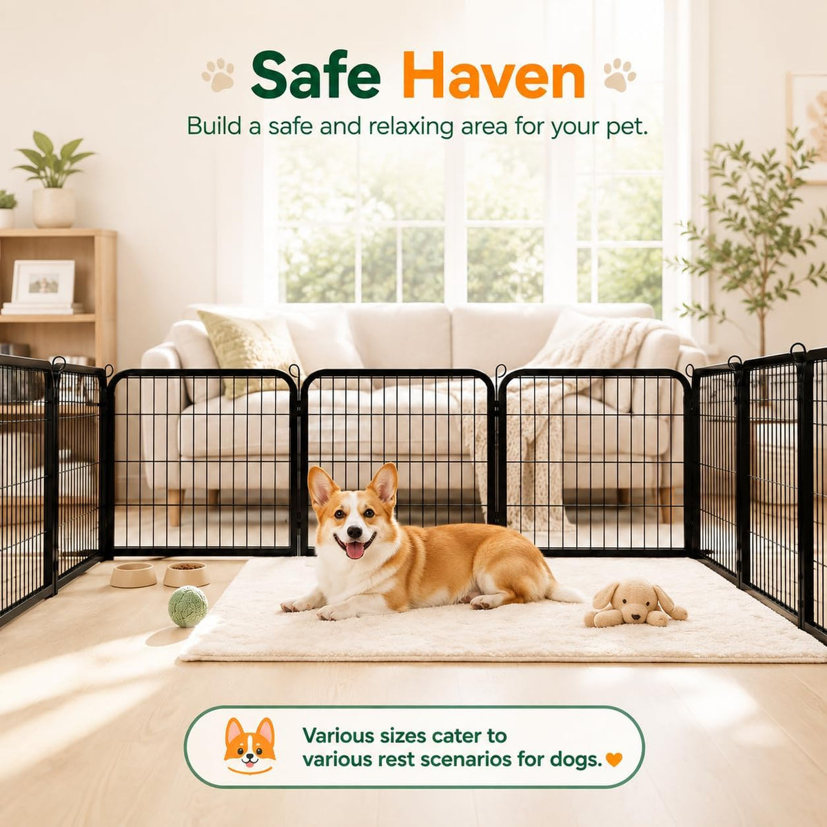 Foldable dog playpen, 16 panels