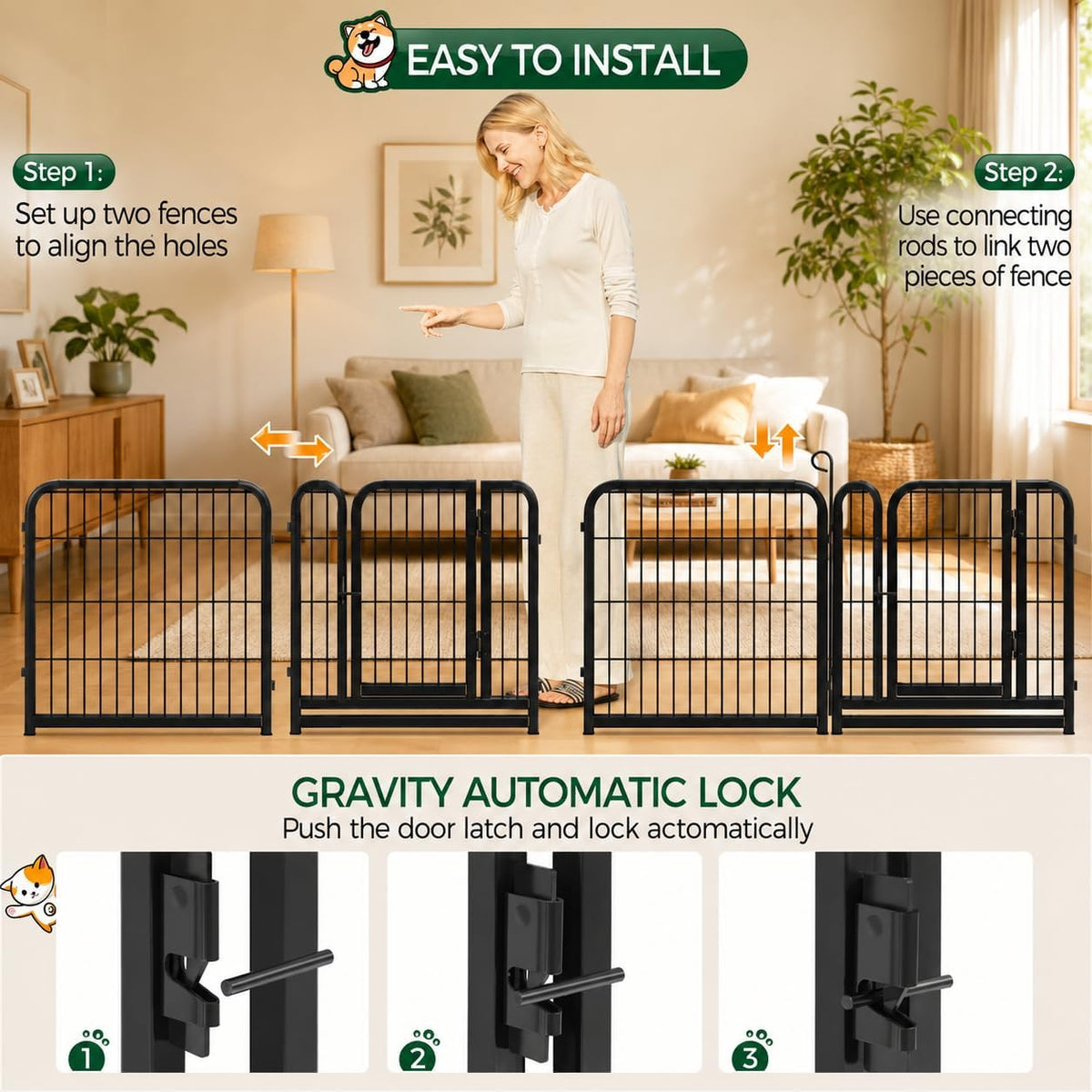 Foldable dog playpen, 16 panels