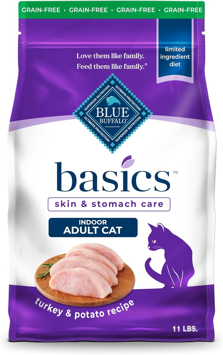 Grain-free turkey dry cat food, 11 lb bag
