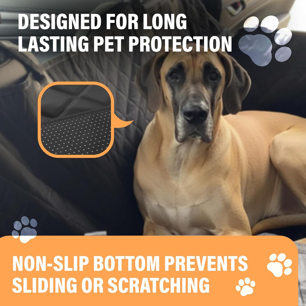 Hammock-style dog car seat cover, black