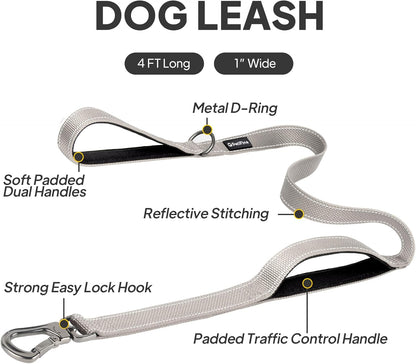 4 ft heavy duty dog leash with double handle