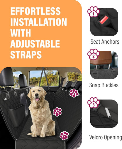 Hammock-style dog car seat cover, black