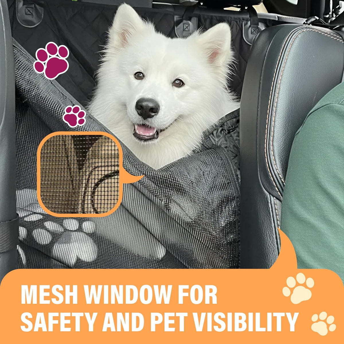 Hammock-style dog car seat cover, black
