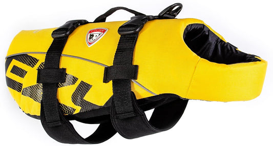 Dog life jacket for swimming, medium yellow