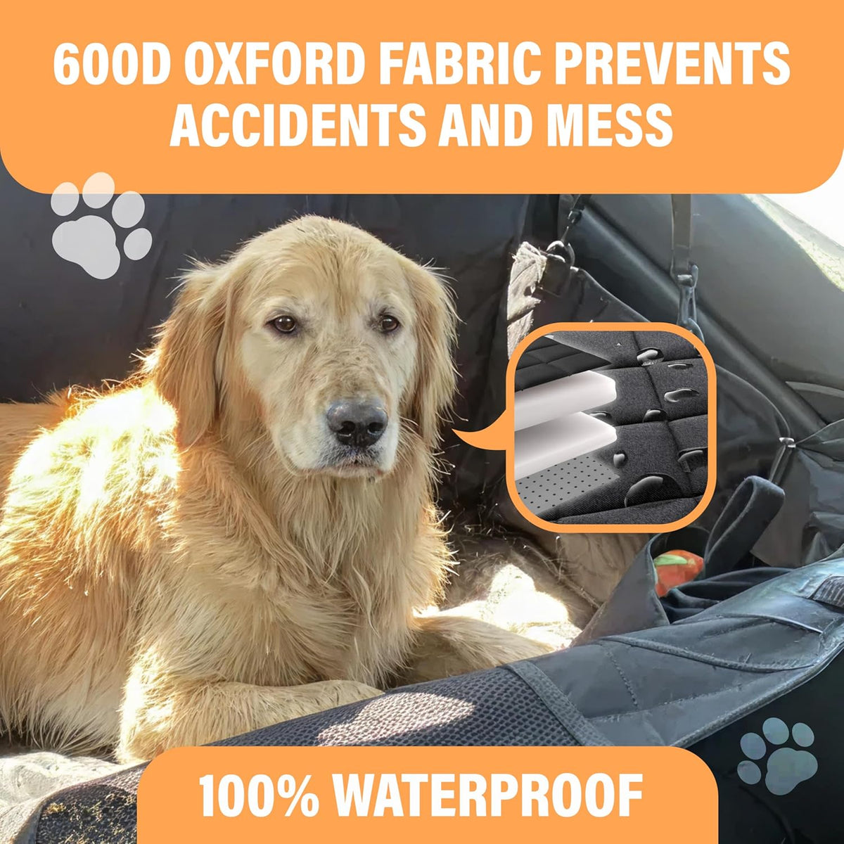 Hammock-style dog car seat cover, black