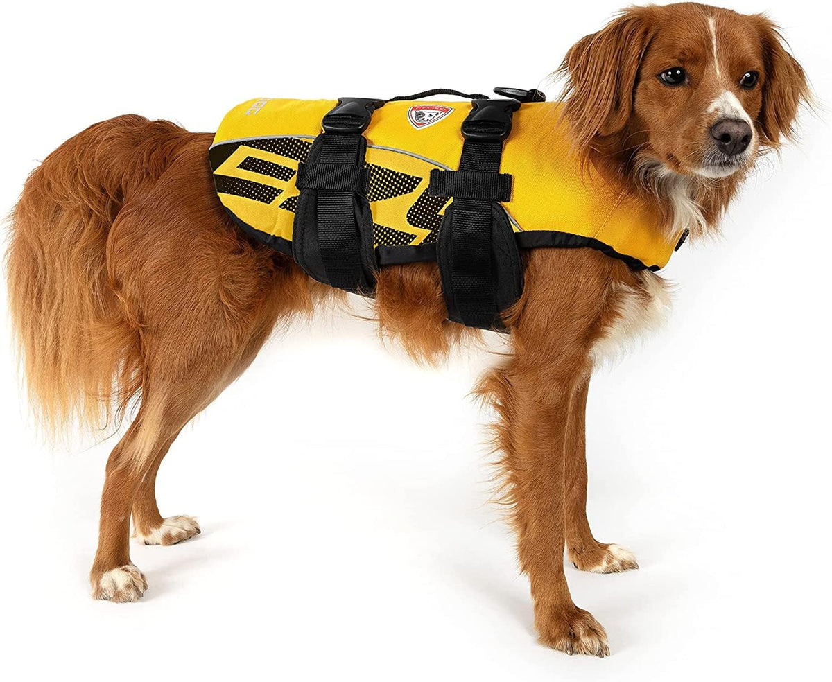 Dog life jacket for swimming, medium yellow