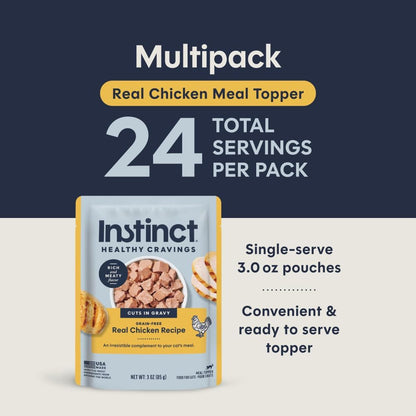 Grain-free chicken wet cat food topper, 24 pouches