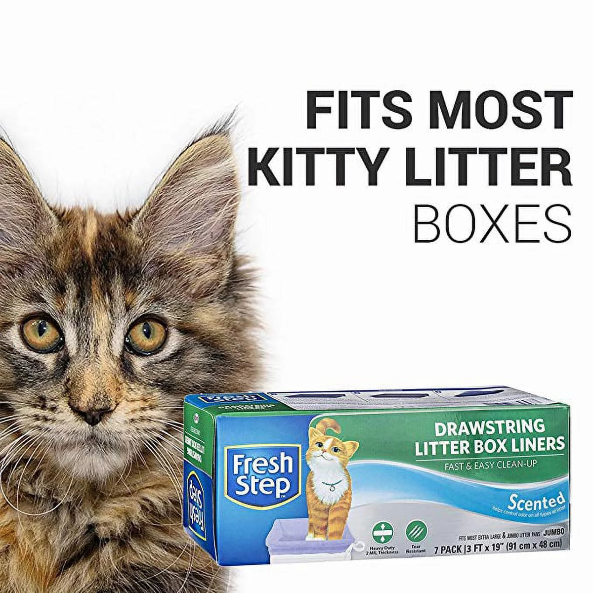 XL drawstring litter box liners, 7 count