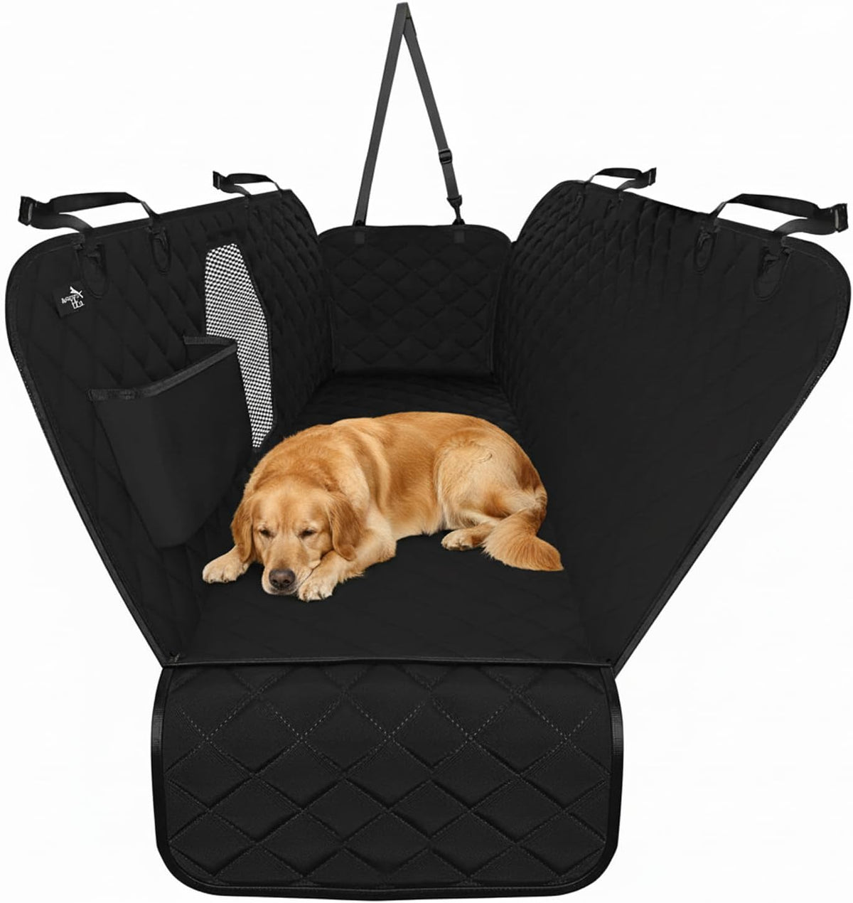 Hammock-style dog car seat cover, black