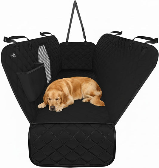 Hammock-style dog car seat cover, black