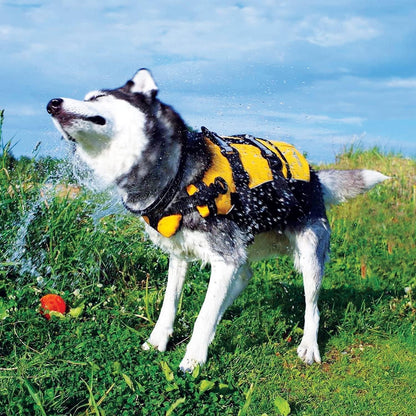 Dog life jacket for swimming, medium yellow